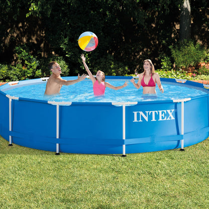 Intex Metal Frame Above Ground Pool w/ Pump, Filter Cartridge 6 Pack, and Cover