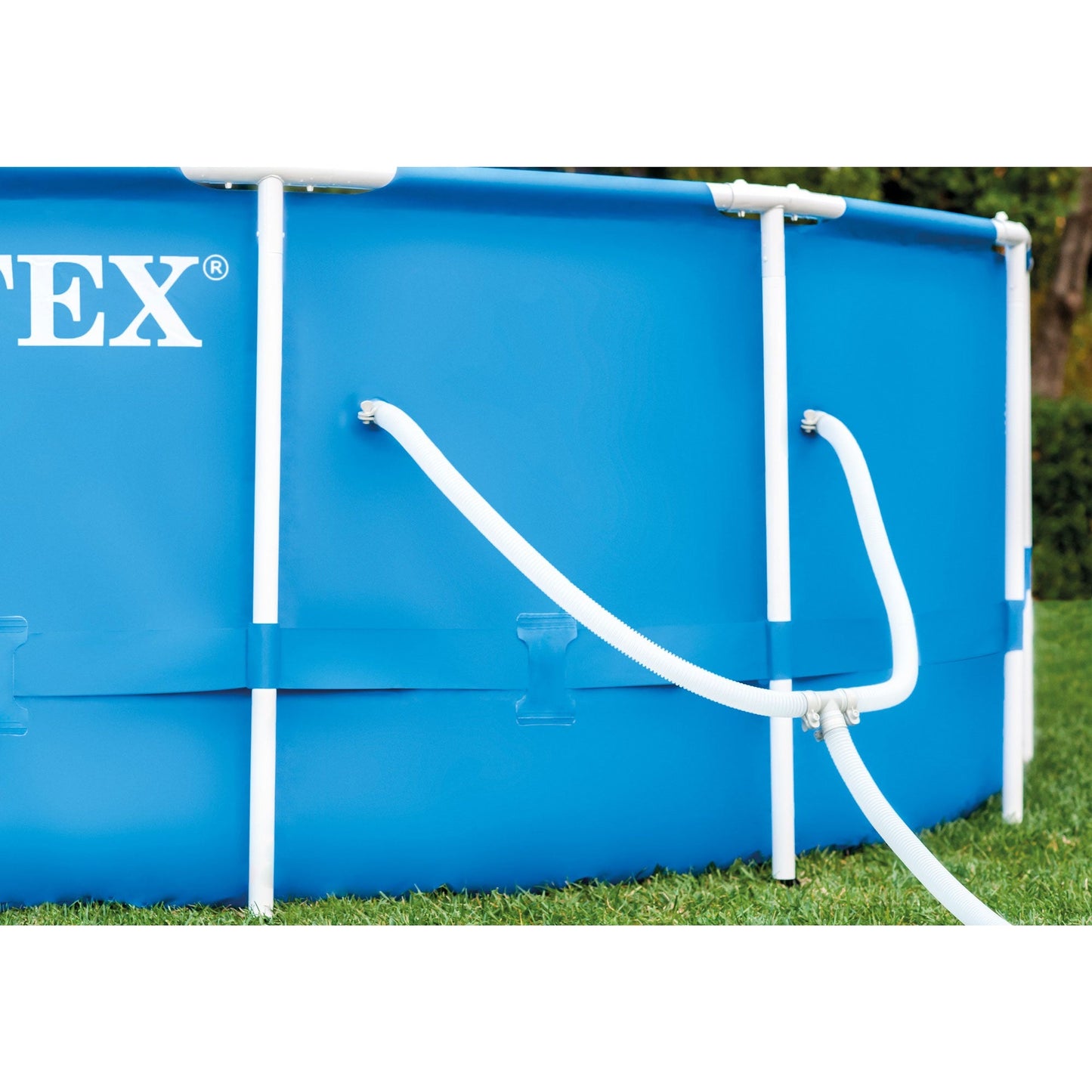 Intex Metal Frame Above Ground Pool w/ Pump, Filter Cartridge 6 Pack, and Cover