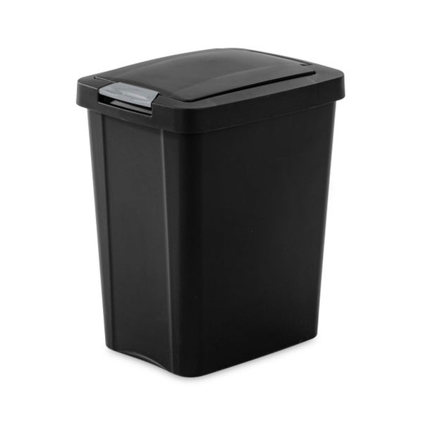 Sterilite 7.5 Gallon TouchTop Wastebasket with Titanium Latch, Black (8 Pack)