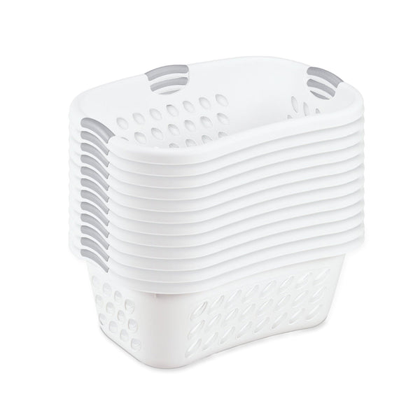 Sterilite Ultra HipHold 1.25 Bushel Plastic Clothes Laundry Basket Bin (12 Pack)
