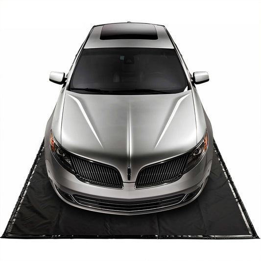 AutoFloorGuard AFG8622 8.5’x22’ Extra Large Heavy Duty Garage Floor Mat for Under Truck for Rain, Ice, and Mud w/ Stay-Put Corner and Telescoping Squeegee