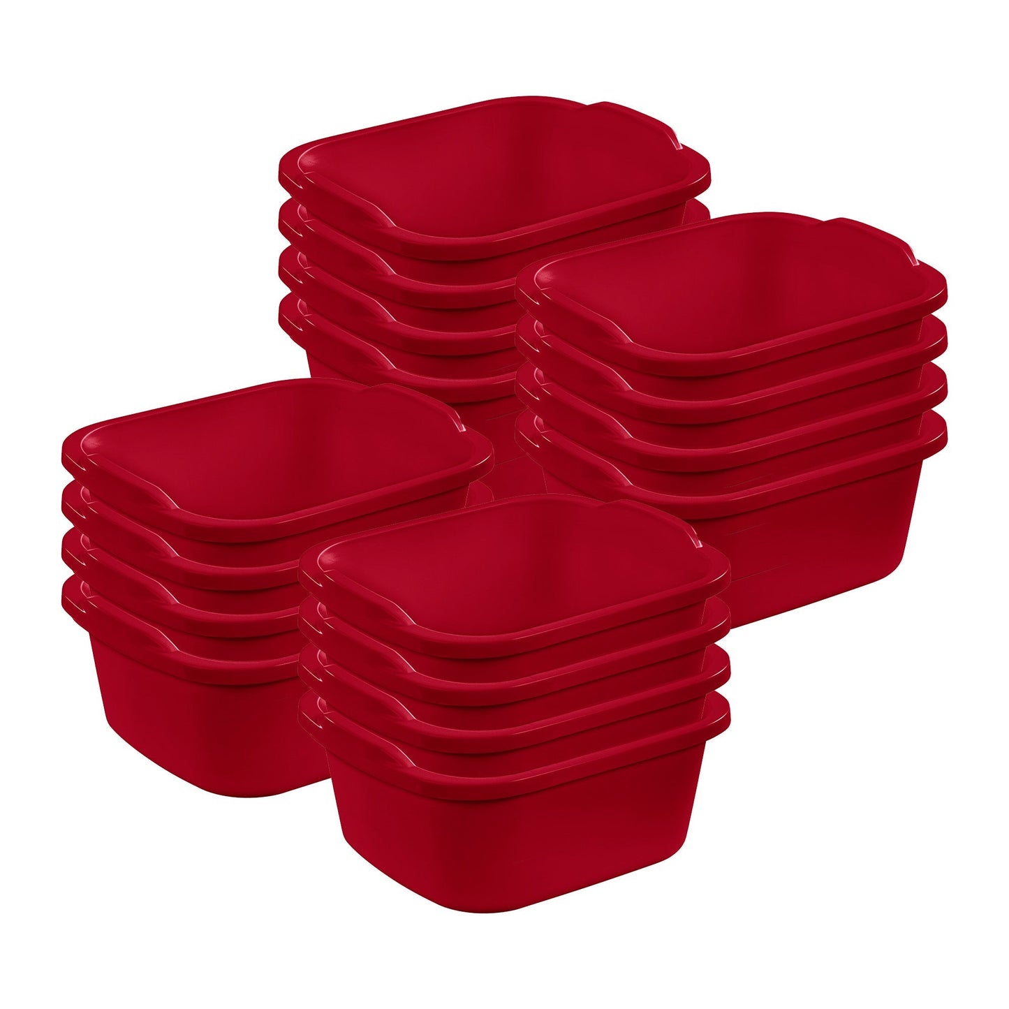 Sterilite Large Multi Function Home 12 Qt Sink Dish Washing Pan, Red (16 Pack)