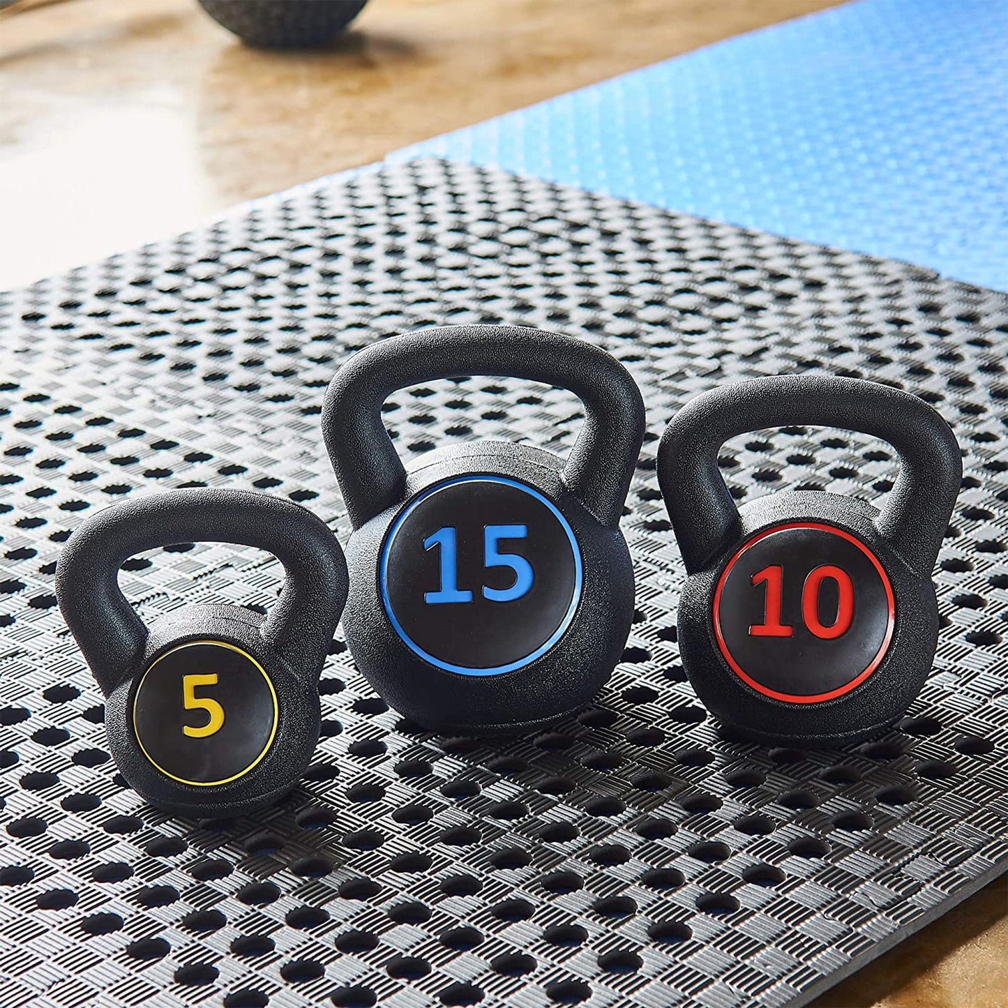BalanceFrom Wide Grip Kettlebell Fitness Exercise Weights, 5, 10, and 15 Pounds