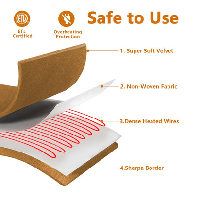 nalax Electric Fast Heating Full Body Throw Blanket with 6 Heat Levels, Brown - Find Fresh Goods