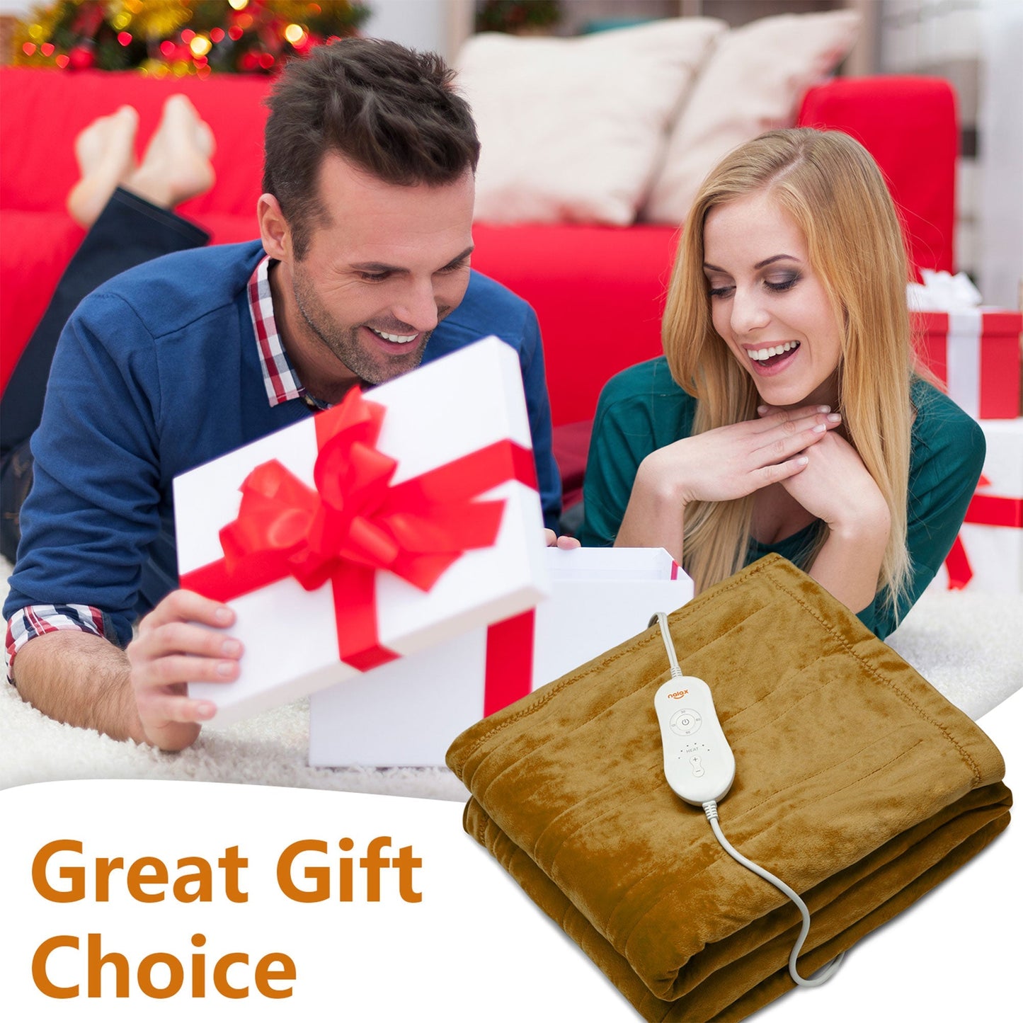 nalax Electric Fast Heating Full Body Throw Blanket with 6 Heat Levels, Brown - Find Fresh Goods