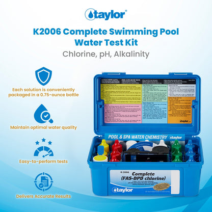 Taylor K2006 Complete Swimming Pool Water Test Kit for Chlorine, pH, Alkalinity