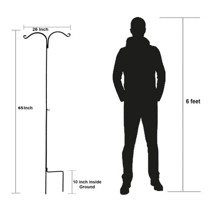 Ashman Premium Steel Ground Stake Shepherd's Hook 65 Inch Dual Sided, Black