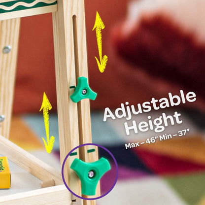 Crayola Kids Mini Dual Sided Wooden Art Easel w/ Chalkboard & Dry Erase Supplies