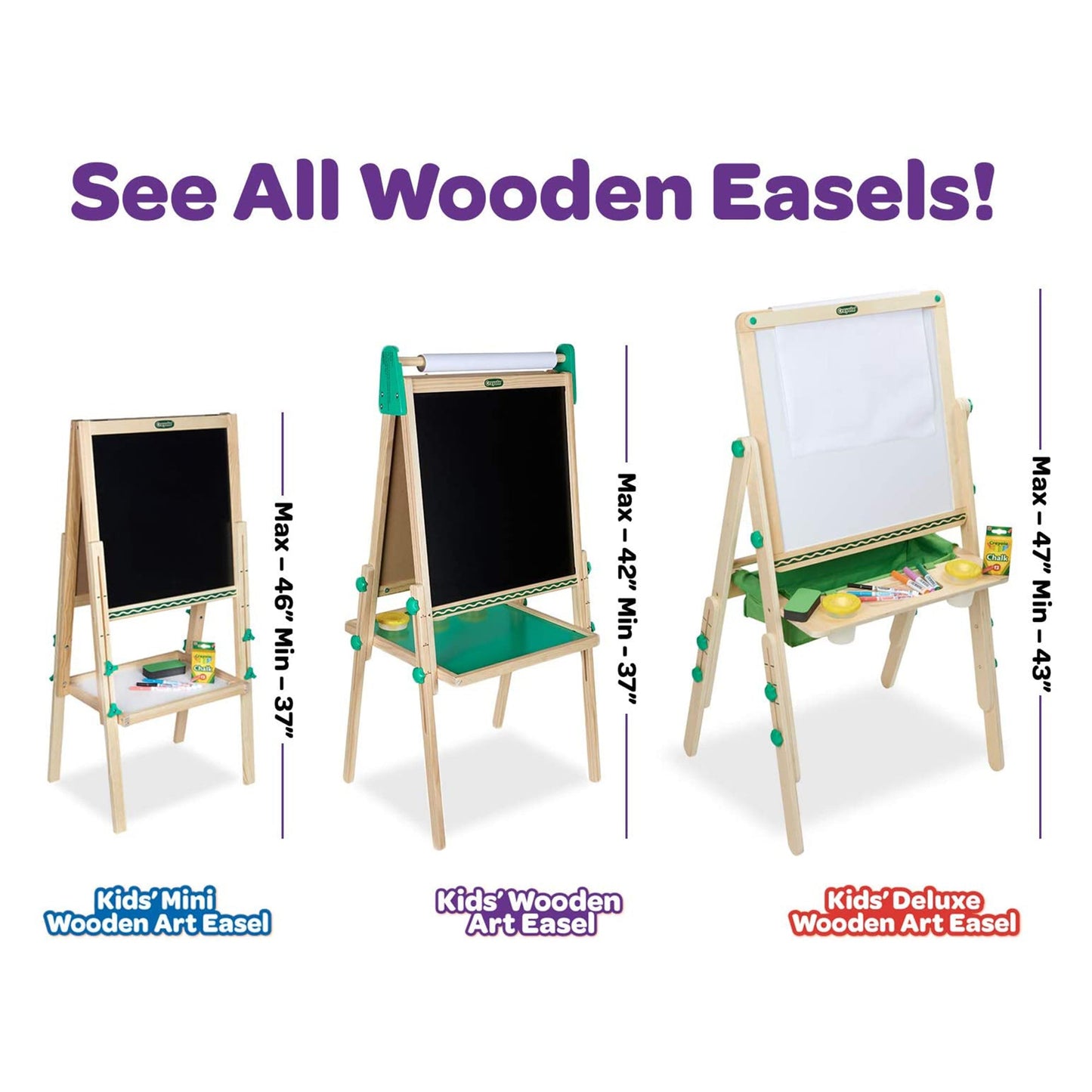 Crayola Kids Mini Dual Sided Wooden Art Easel w/ Chalkboard & Dry Erase Supplies