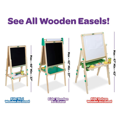 Crayola Kids Mini Dual Sided Wooden Art Easel w/ Chalkboard & Dry Erase Supplies