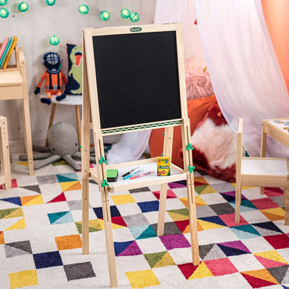 Crayola Kids Mini Dual Sided Wooden Art Easel w/ Chalkboard & Dry Erase Supplies
