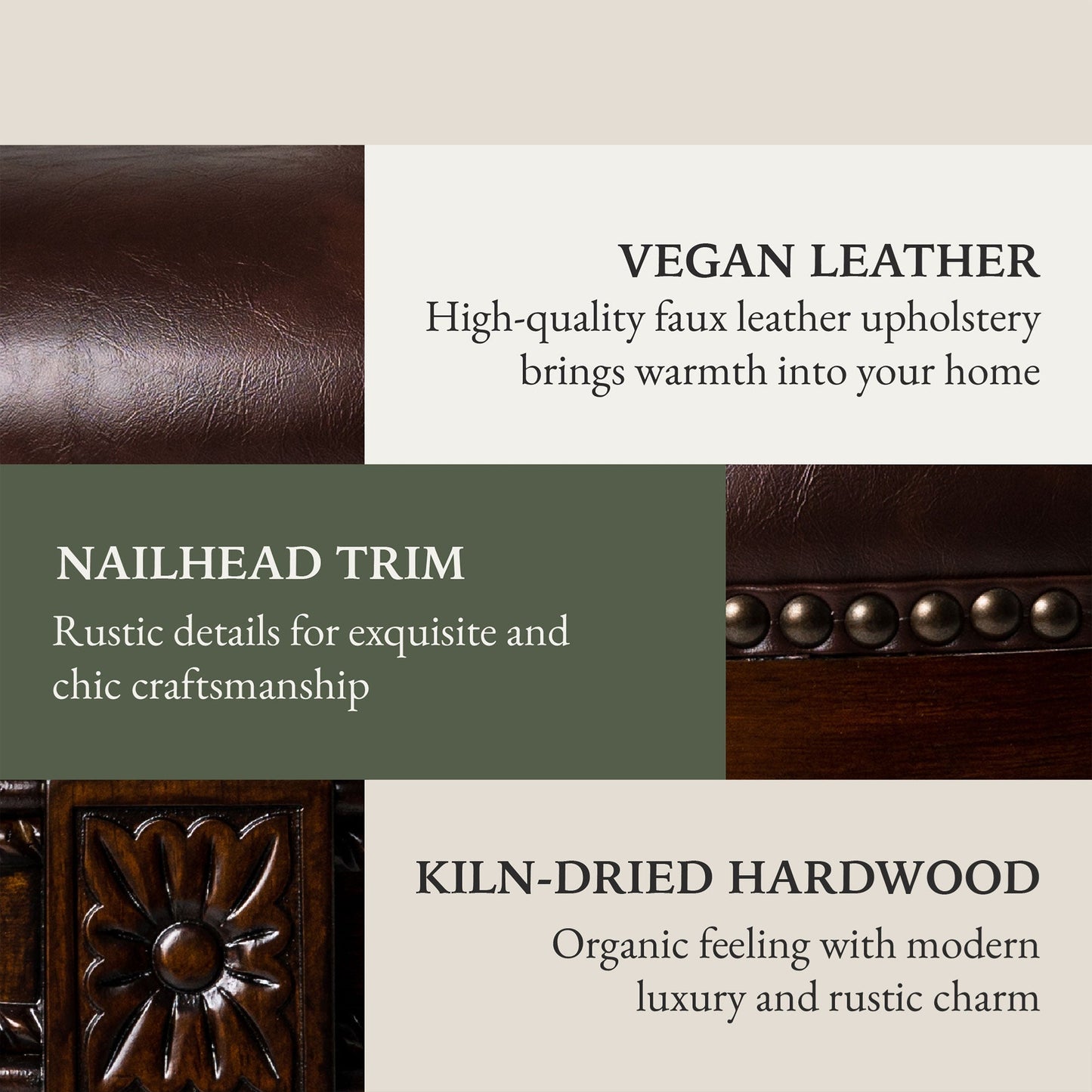 Maven Lane Pullman Counter Stool, Dark Walnut Finish w/ Vintage Brown Vegan Leather