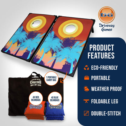 Driveway Games Tailgate Bean Bag Toss Board Cornhole Set w/Carry Bag, Tropical