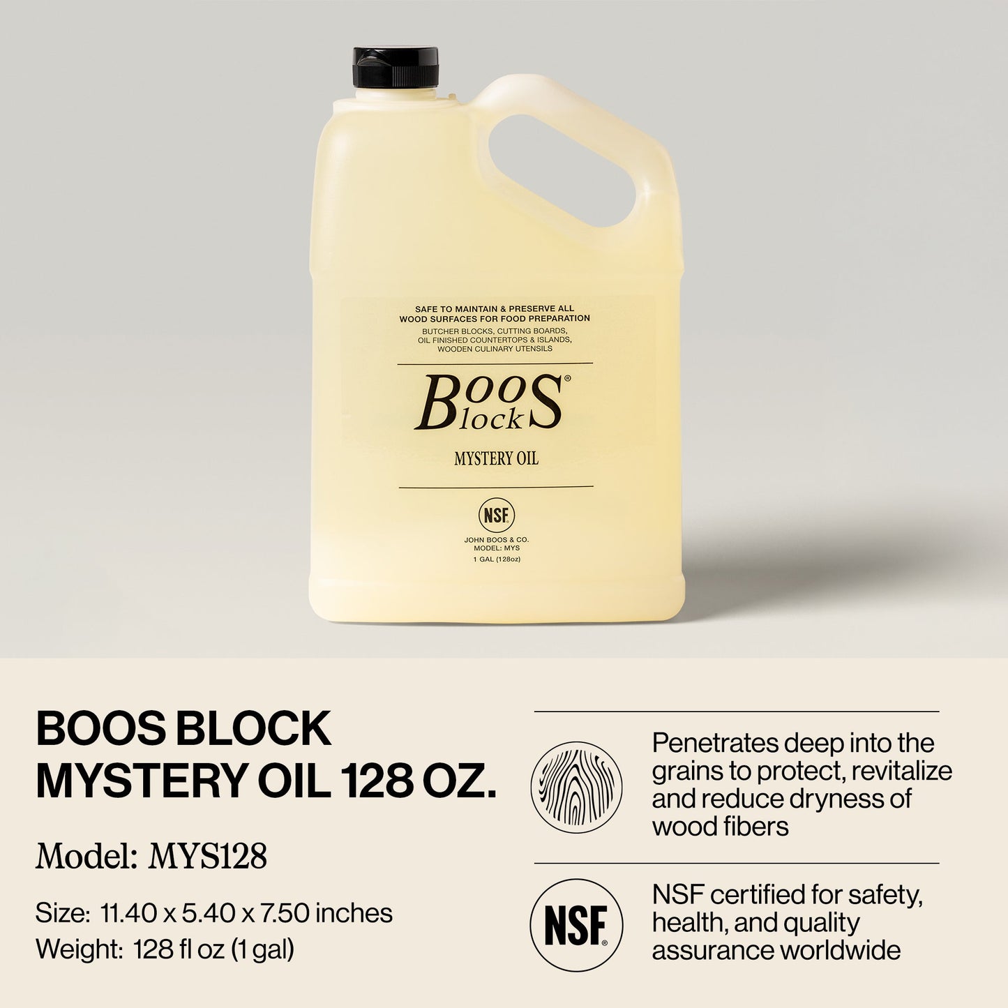 John Boos Block Mystery Oil Maintenance Care for Wood Cutting Board, 128 Ounce