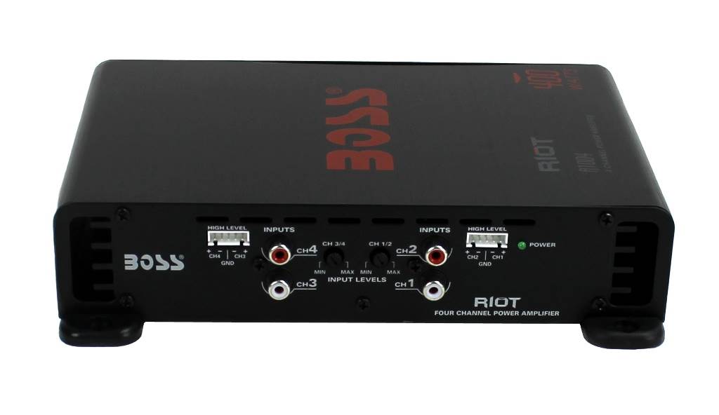 BOSS Audio R1004 Riot 400W 4 Channel Car Power Amplifier Mosfet w/ 8 Ga Amp Kit - Find Fresh Goods