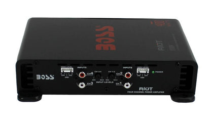 BOSS Audio R1004 Riot 400W 4 Channel Car Power Amplifier Mosfet w/ 8 Ga Amp Kit - Find Fresh Goods