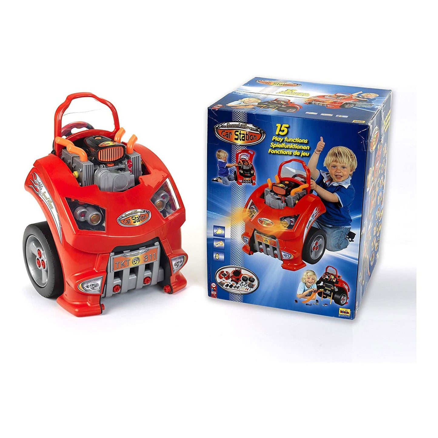 Theo Klein Interactive Toy Car and Engine Service Maintenance Station Play Set