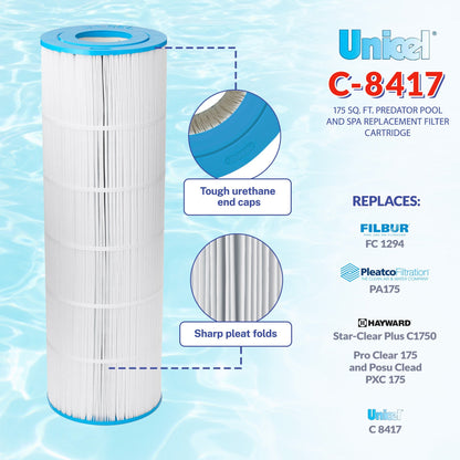 Unicel C-8417 Replacement 175 Sq Ft Swimming Pool Filter Cartridge, 202 Pleats