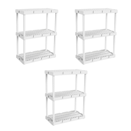 Gracious Living Knect A Shelf 3 Shelf Interlocking Organizers, White (3 Pack)