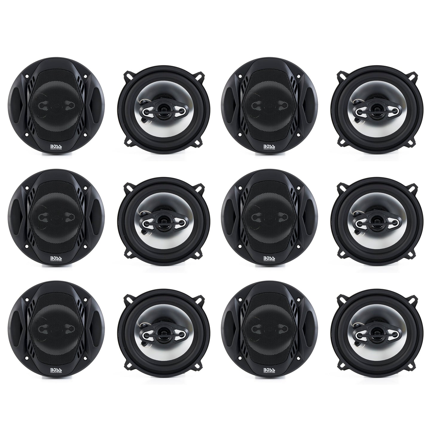 BOSS 5.25" 300W 4 Way Car Audio Coaxial Speakers Stereo Black 4 Ohm (6 Pack) - Find Fresh Goods