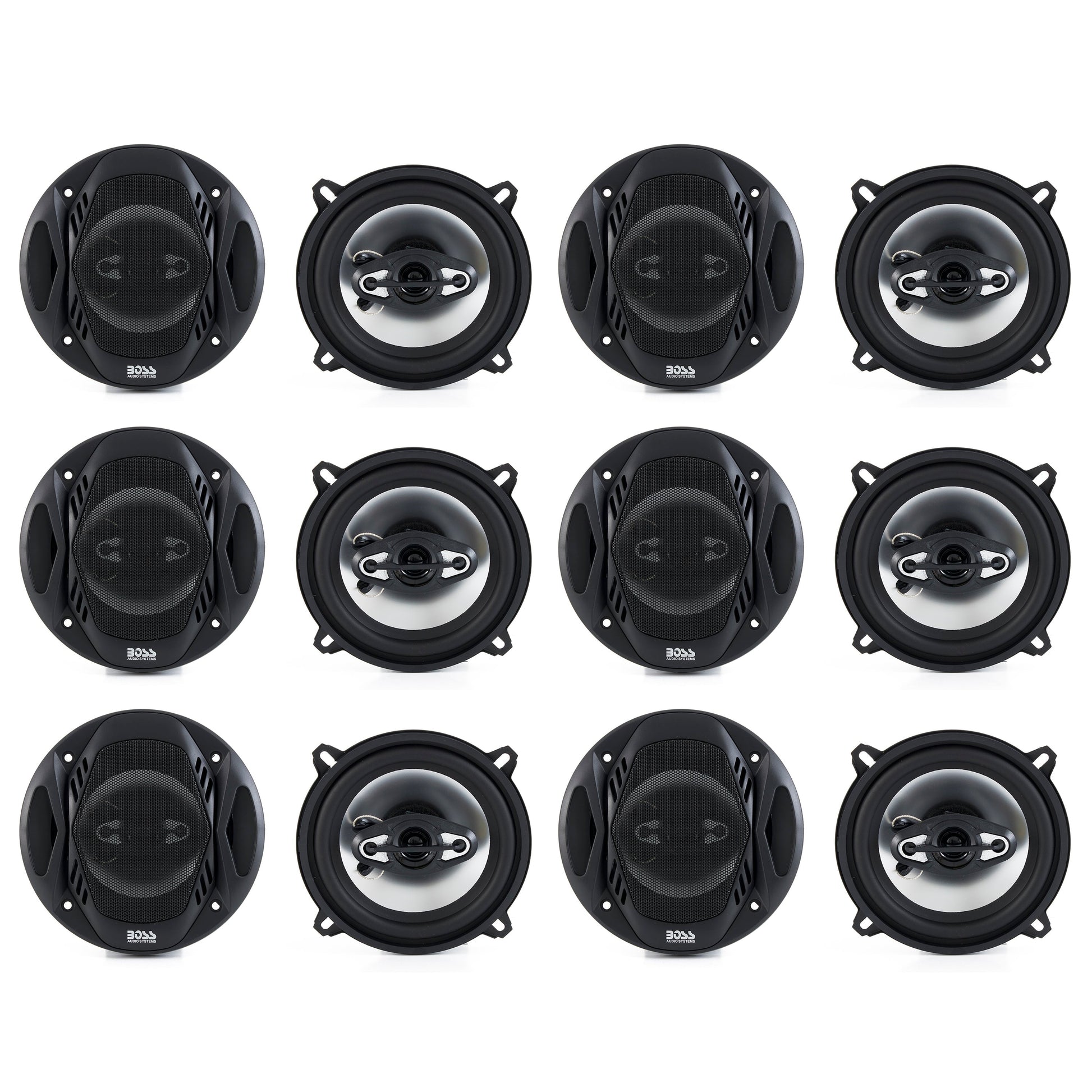 BOSS 5.25" 300W 4 Way Car Audio Coaxial Speakers Stereo Black 4 Ohm (6 Pack) - Find Fresh Goods