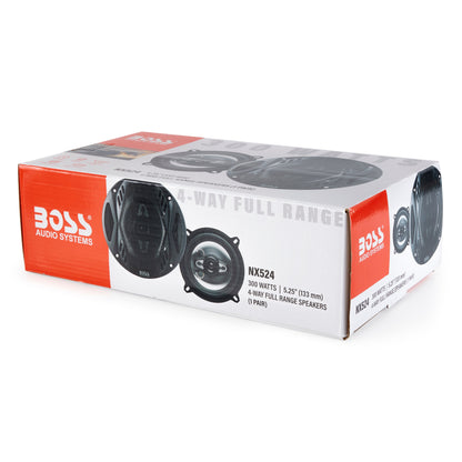 BOSS NX524 5.25" 600W 4-Way Car Audio Coaxial Speakers Stereo Black 4 Ohm - Find Fresh Goods