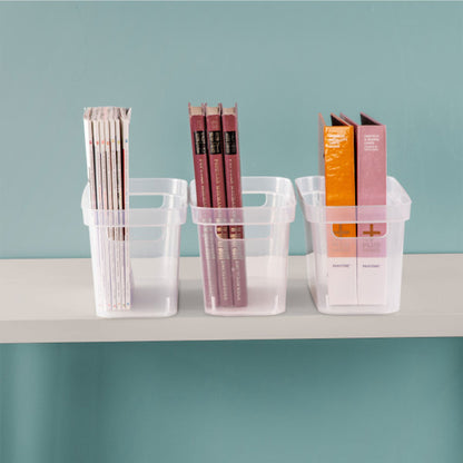 Sterilite 6.25x6.25x15 In Narrow Storage Bin w/ Carry Handles, Clear (16 Pack)