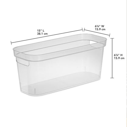 Sterilite 6.25x6.25x15 In Narrow Storage Bin w/ Carry Handles, Clear (24 Pack)