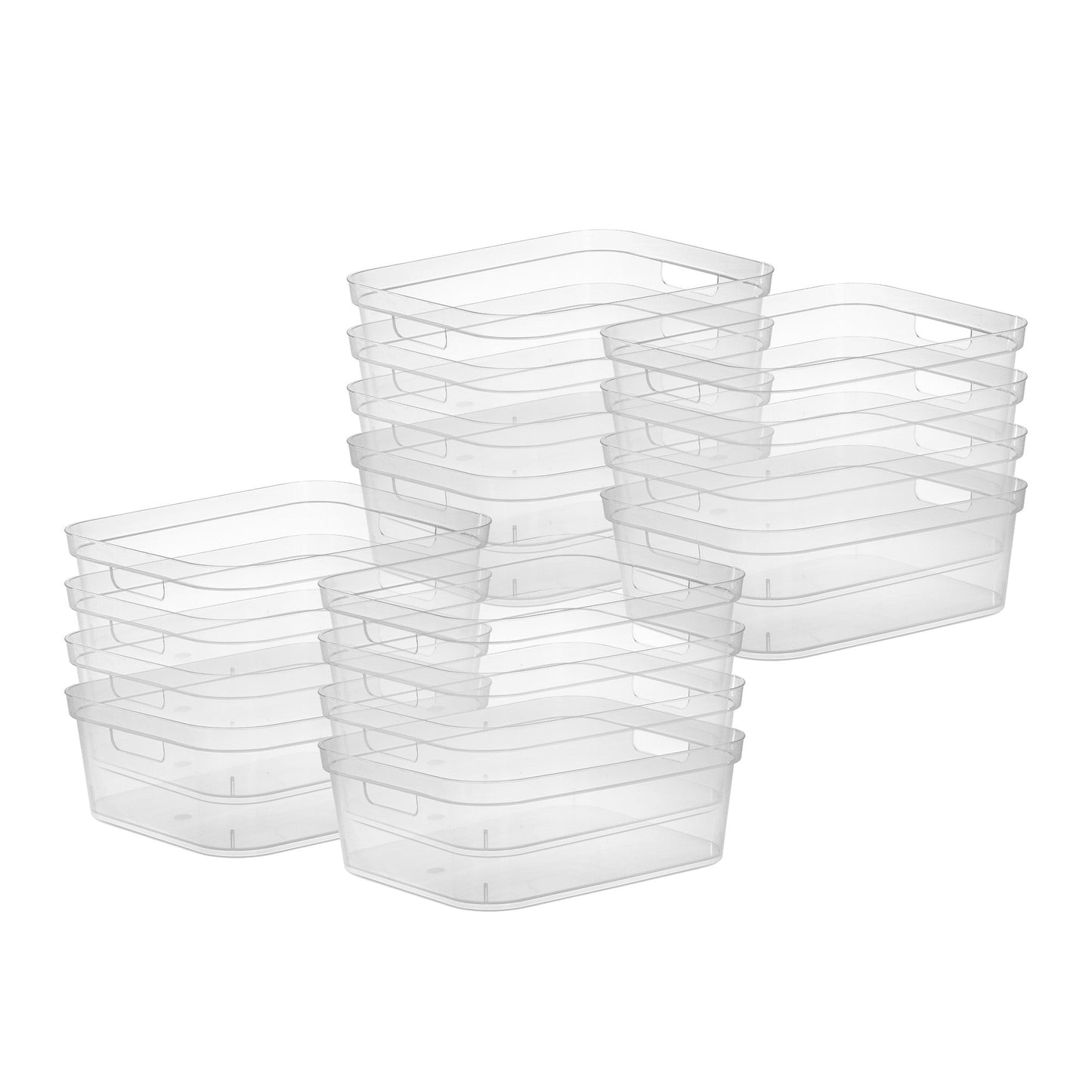 Sterilite 5.25 x 12 x 15 Inch Storage Bin w/ Carry Through Handles, Clear, 16 Ct