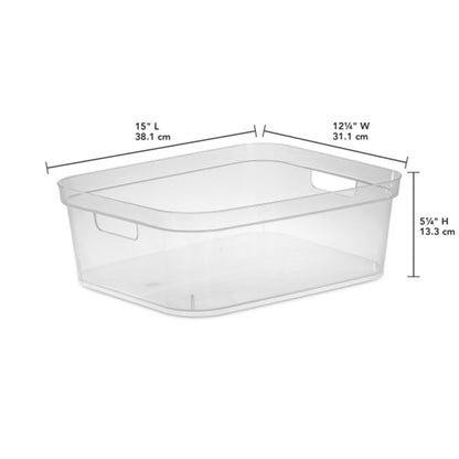 Sterilite 5.25 x 12 x 15 Inch Storage Bin w/ Carry Through Handles, Clear, 16 Ct