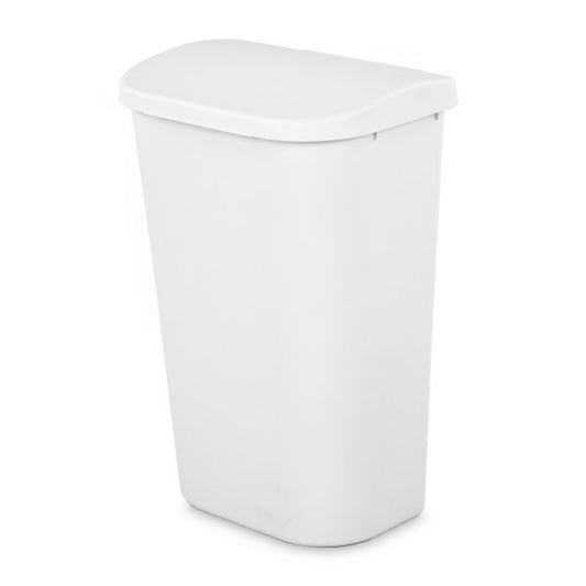 Sterilite 11.3 Gallon Lift Top Lid Wastebasket Kitchen Trash Can, White (6 Pack)