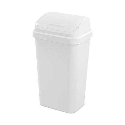 Sterilite 13 Gal Swing Top Lidded Wastebasket Kitchen Trash Can, White (12 Pack)