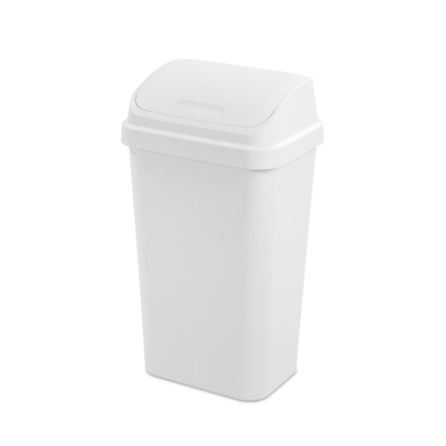 Sterilite 13 Gal Swing Top Lidded Wastebasket Kitchen Trash Can, White (8 Pack)