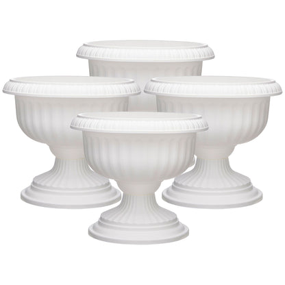 Southern Patio Dynamic Outdoor Resin Grecian Urn Planter Pot, White (4 Pack)