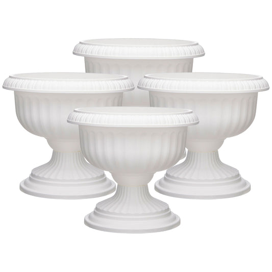 Southern Patio Dynamic Outdoor Resin Grecian Urn Planter Pot, White (4 Pack)