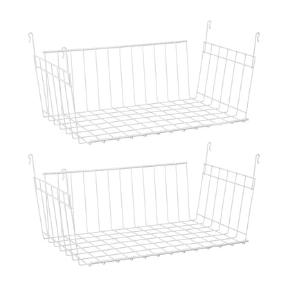 ClosetMaid 17 In Wide Hanging Basket for Wire Shelving Organizer, White (2 Pack)