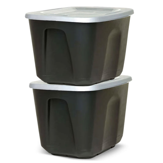 Homz 6610BKTS.10 10 Gallon Molded Plastic Storage Bin with Secure Lid (2 Pack)