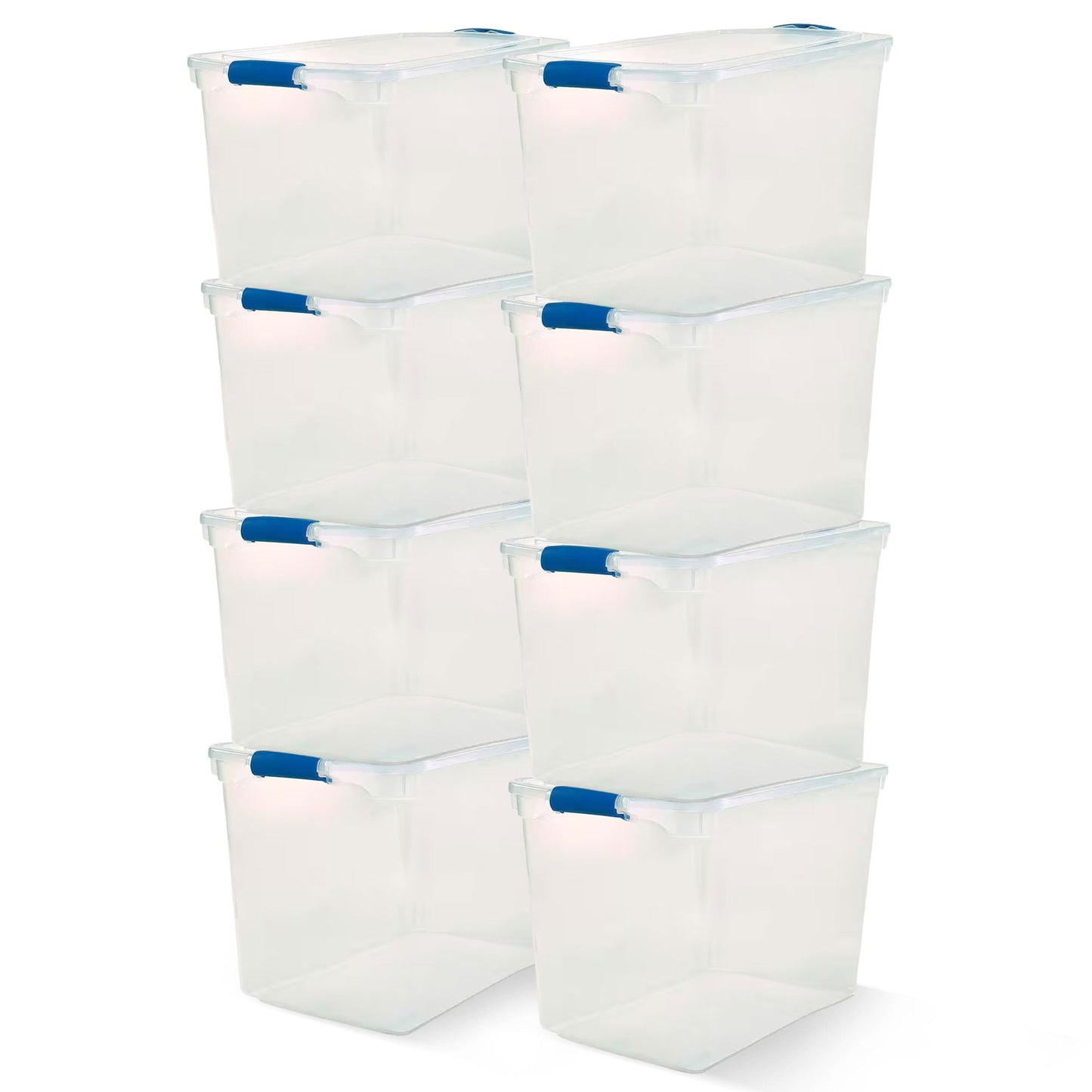 Homz 112 Quart Heavy Duty Clear Plastic Stackable Storage Containers, 8 Pack