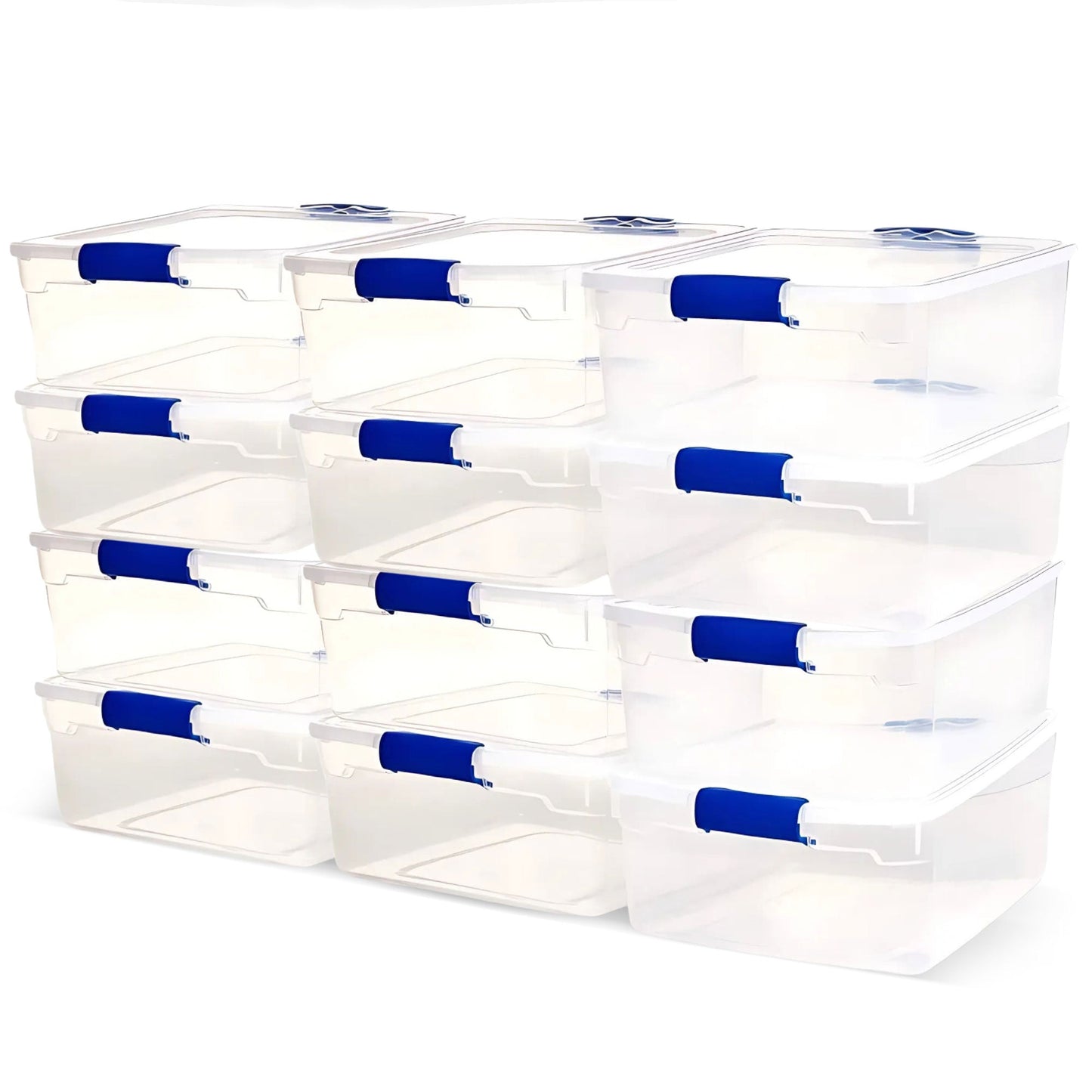 Homz 15.5 Quart Heavy Duty Clear Plastic Stackable Storage Containers, 12 Pack
