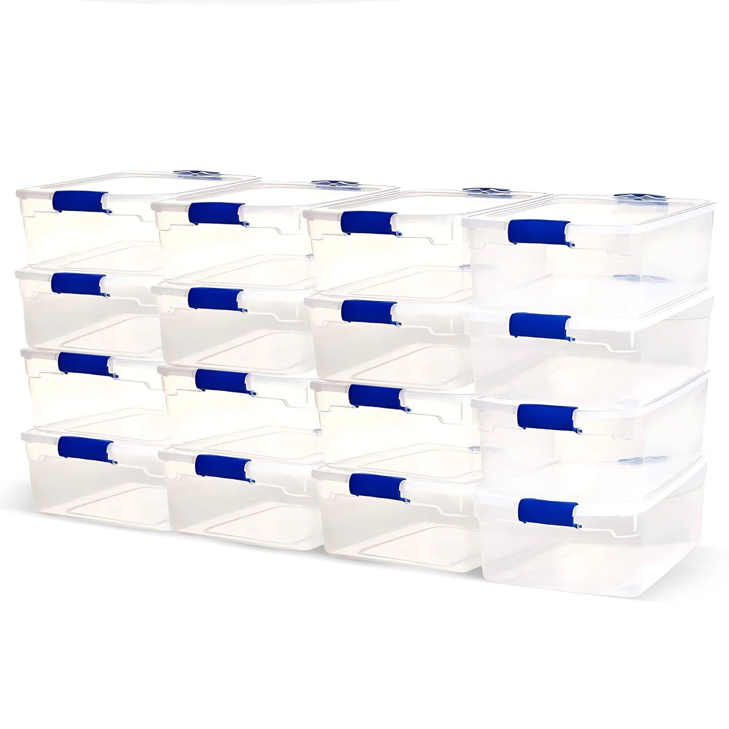 Homz 15.5 Quart Heavy Duty Clear Plastic Stackable Storage Containers, 16 Pack