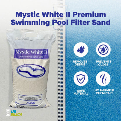 U.S. Silica 50 Pound Mystic White II Swimming Pool Filter Sand, White (3 Pack)