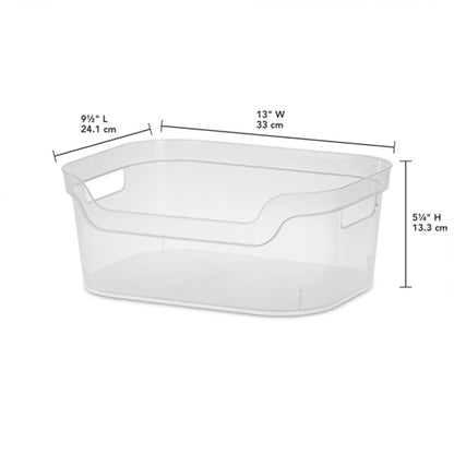 Sterilite 5.25 x 9.5 x 13 In Open Storage Bin with Carry Handles, 8 Pack, Clear