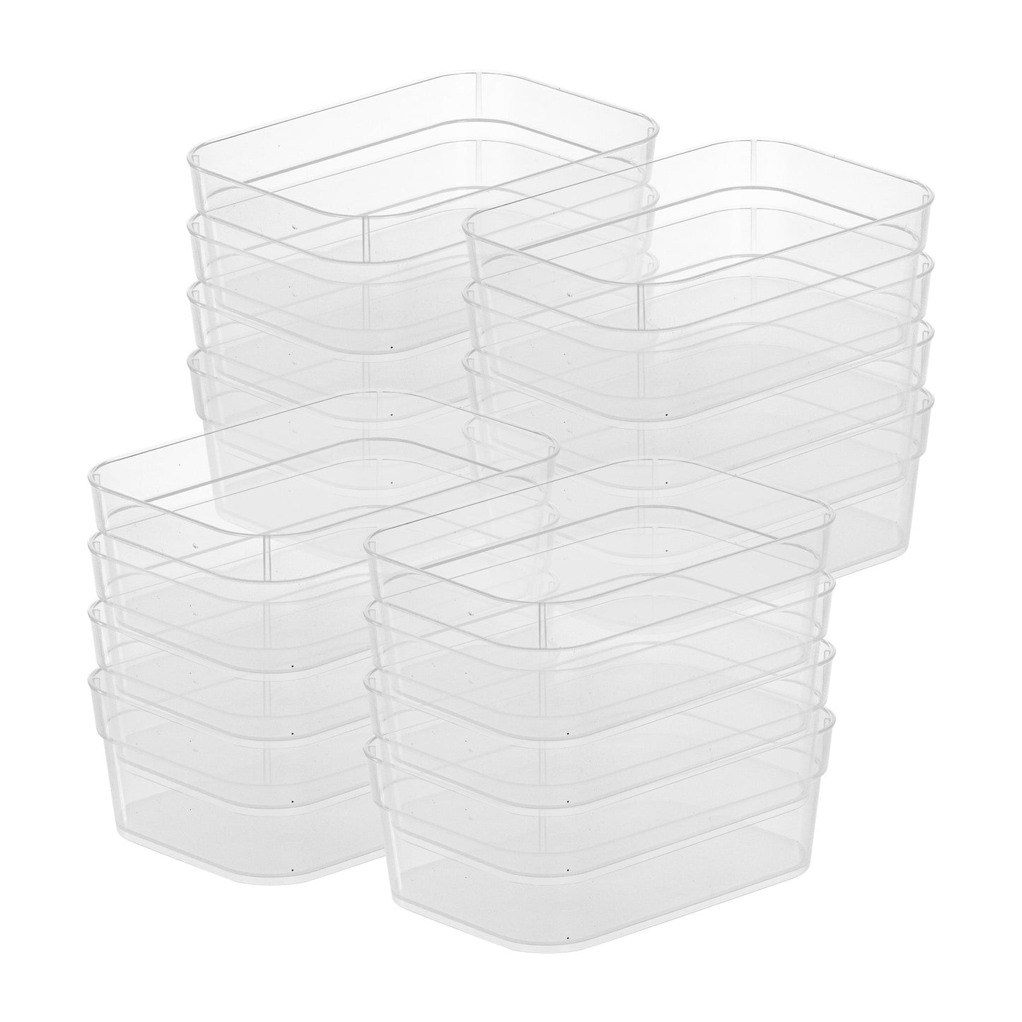 Sterilite Medium Storage Trays for Desktop and Drawer Organizing, Clear, 48 Pack