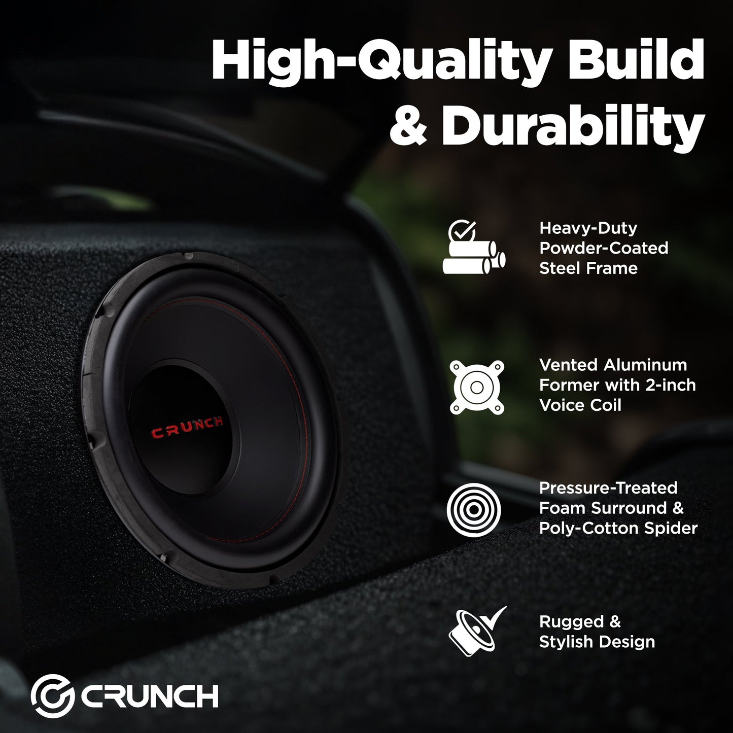 Crunch CRW12D4 12 Inch MAX 4 Ohm Dual Voice Coil Car Subwoofer Speakers (2 Pack) - Find Fresh Goods