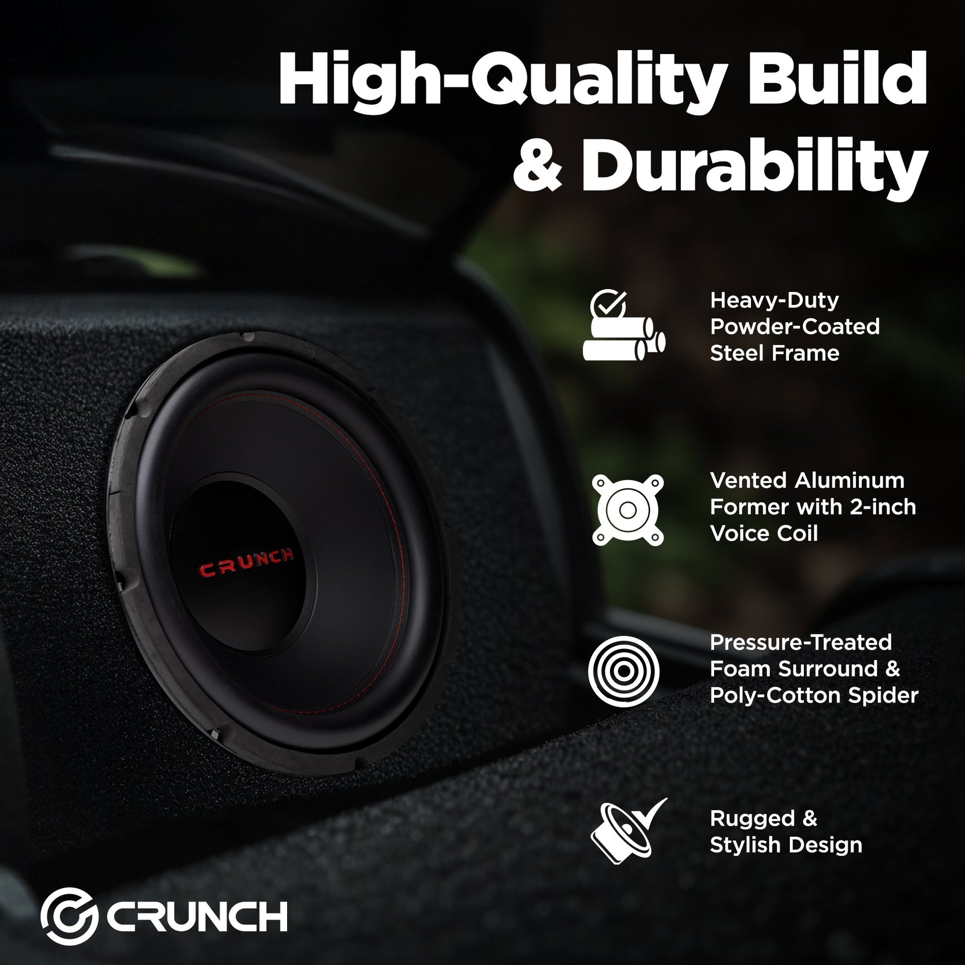 Crunch CRW12D4 12 Inch MAX 4 Ohm Dual Voice Coil Car Subwoofer Speakers (2 Pack) - Find Fresh Goods