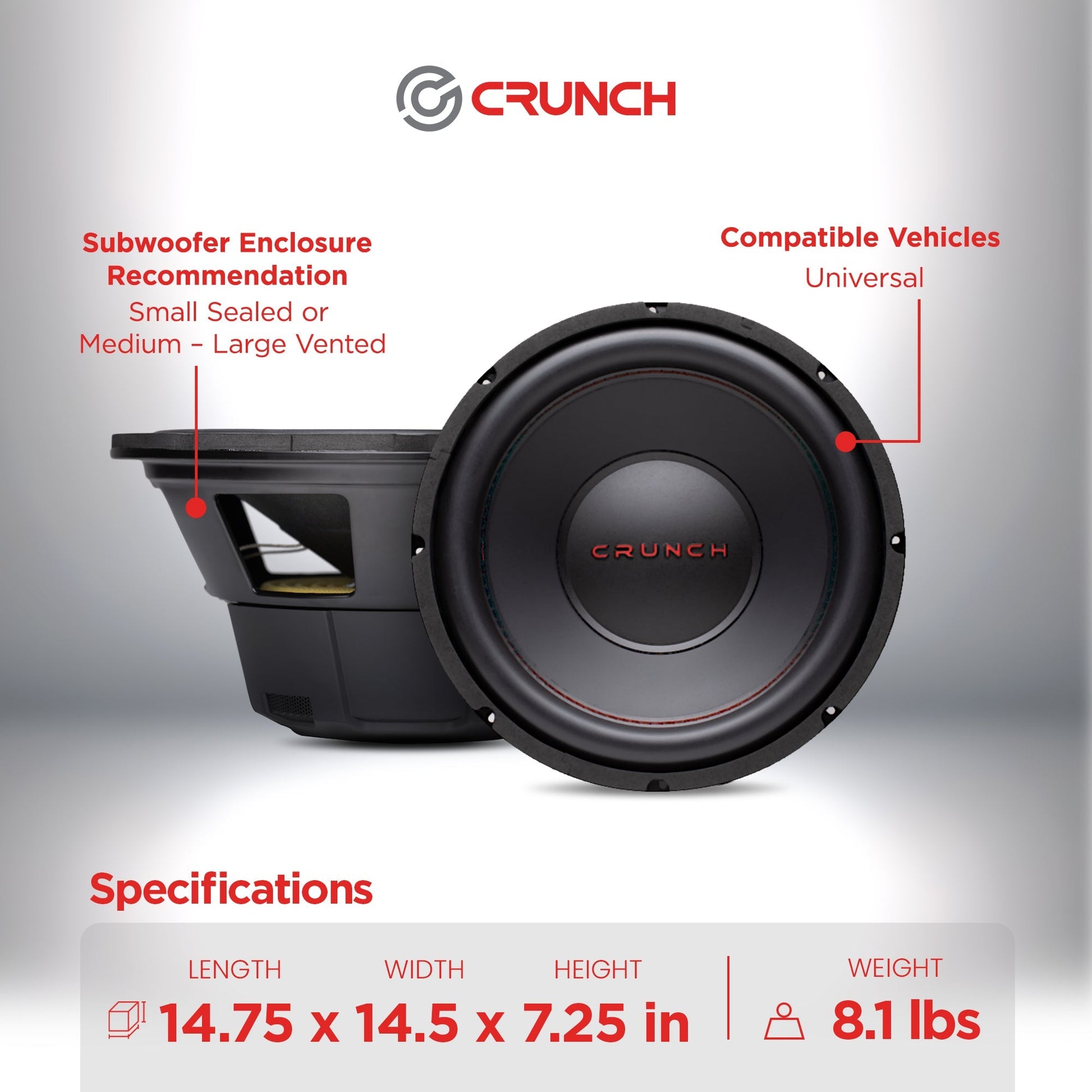 Crunch CRW12D4 12 Inch MAX 4 Ohm Dual Voice Coil Car Subwoofer Speakers (2 Pack) - Find Fresh Goods