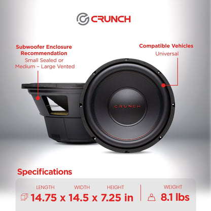 Crunch CRW12D4 12 Inch MAX 4 Ohm Dual Voice Coil Car Subwoofer Speakers (2 Pack) - Find Fresh Goods