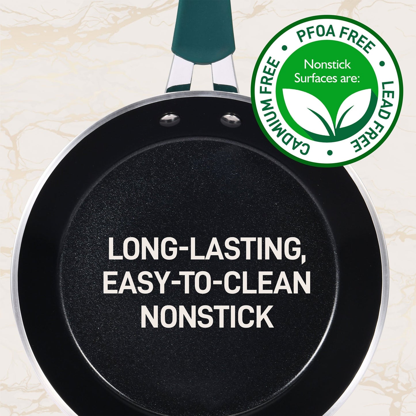 NutriChef 11 Piece Nonstick Elegant Lines Pattern Kitchen Cookware Set, Teal