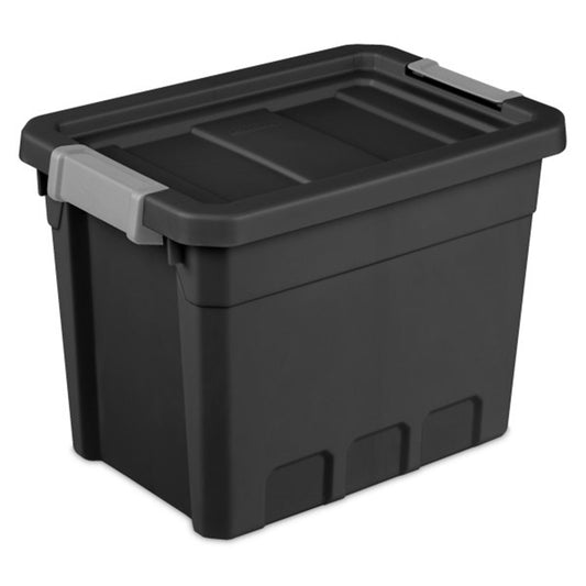 Sterilite 7.5 Gal Rugged Industrial Storage Totes w/ Latch Lids, Black (6 Pack)