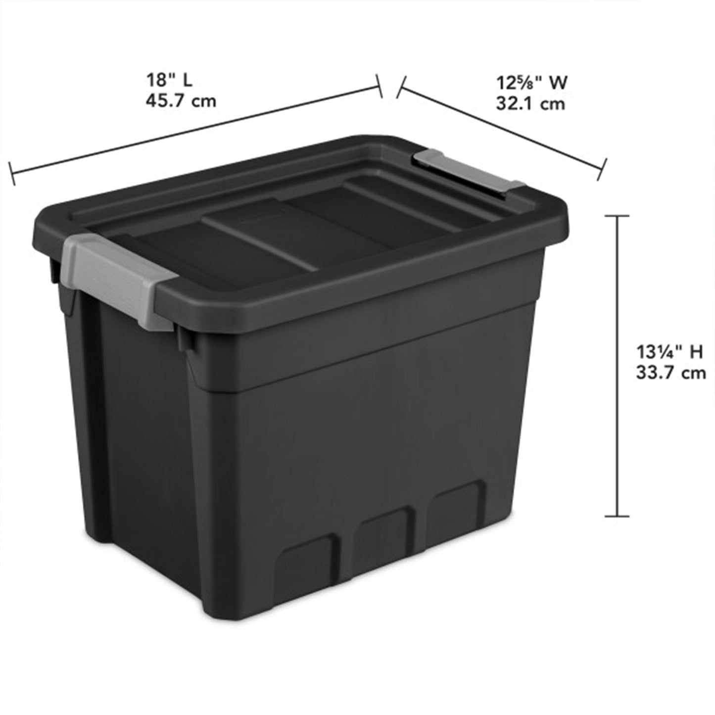 Sterilite 7.5 Gal Rugged Industrial Storage Totes w/ Latch Lids, Black (18 Pack)